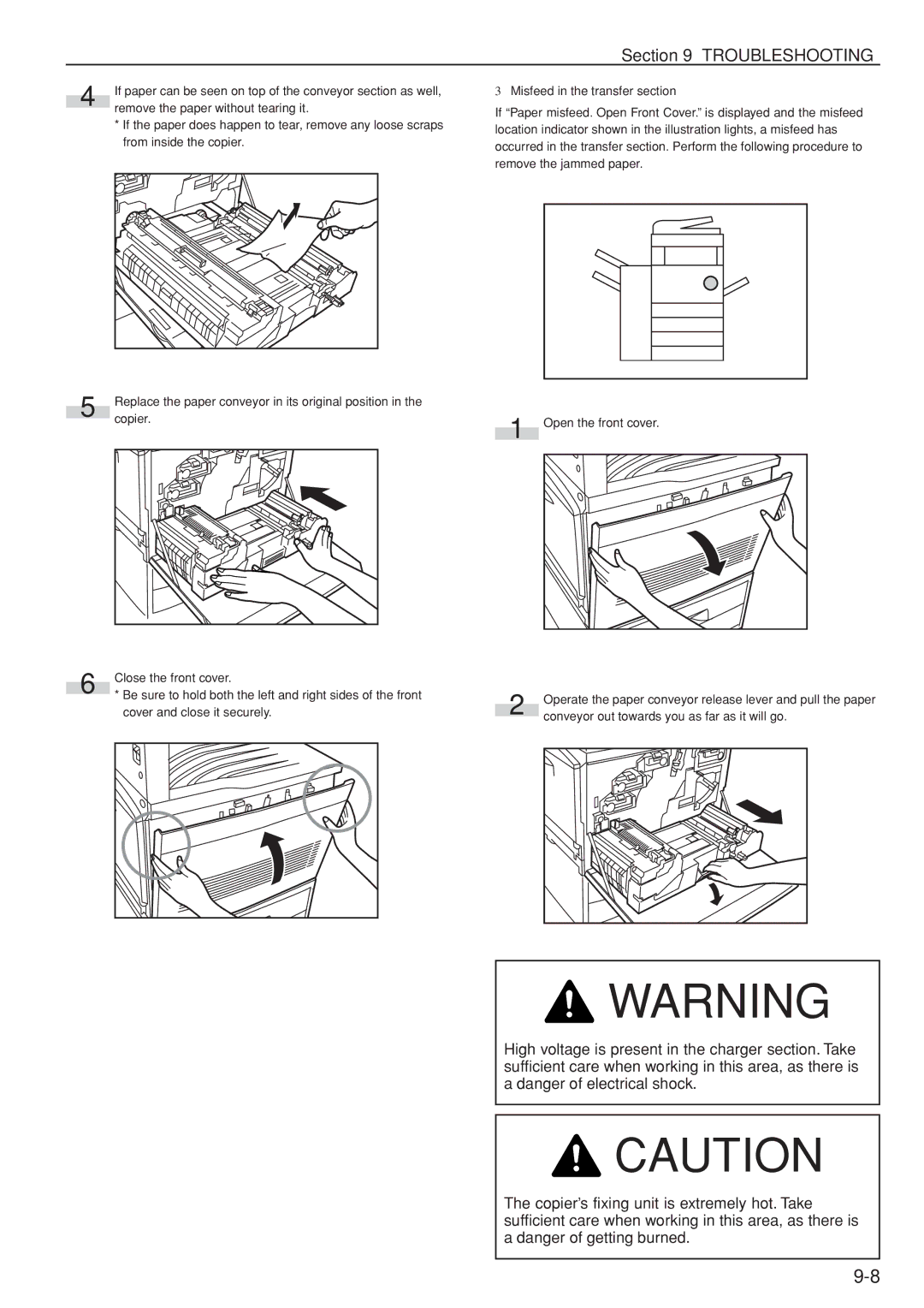 Kyocera KM-C830D manual Misfeed in the transfer section 