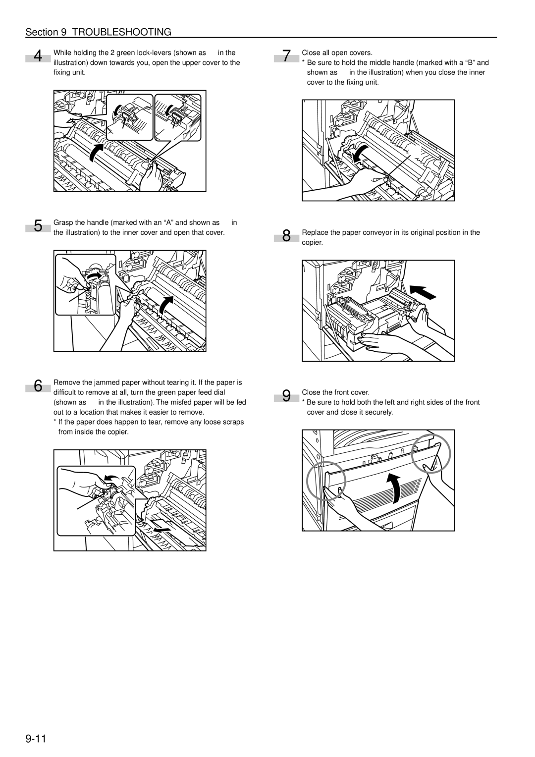 Kyocera KM-C830D manual While holding the 2 green lock-levers shown as 2 