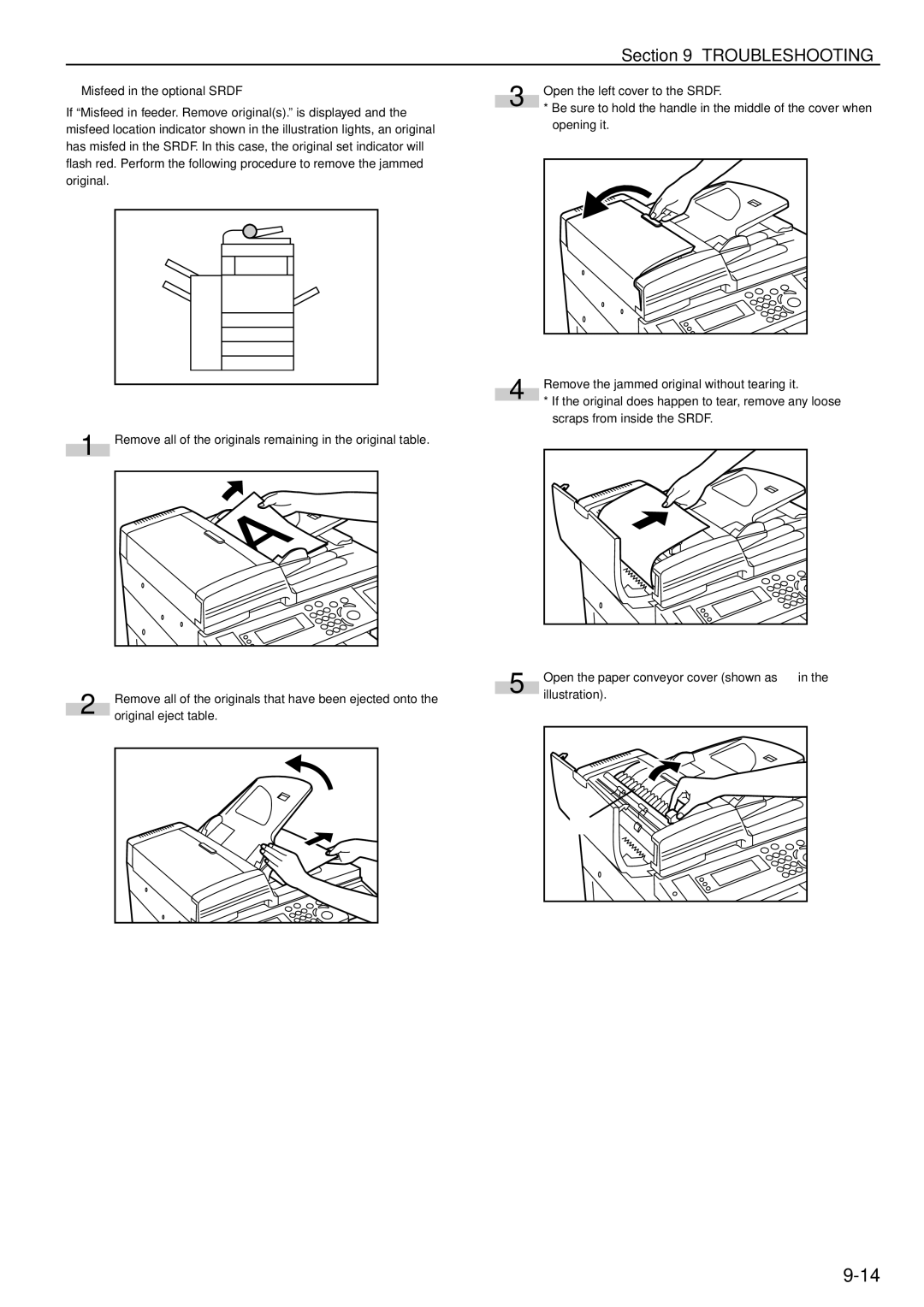 Kyocera KM-C830D manual Misfeed in the optional Srdf 