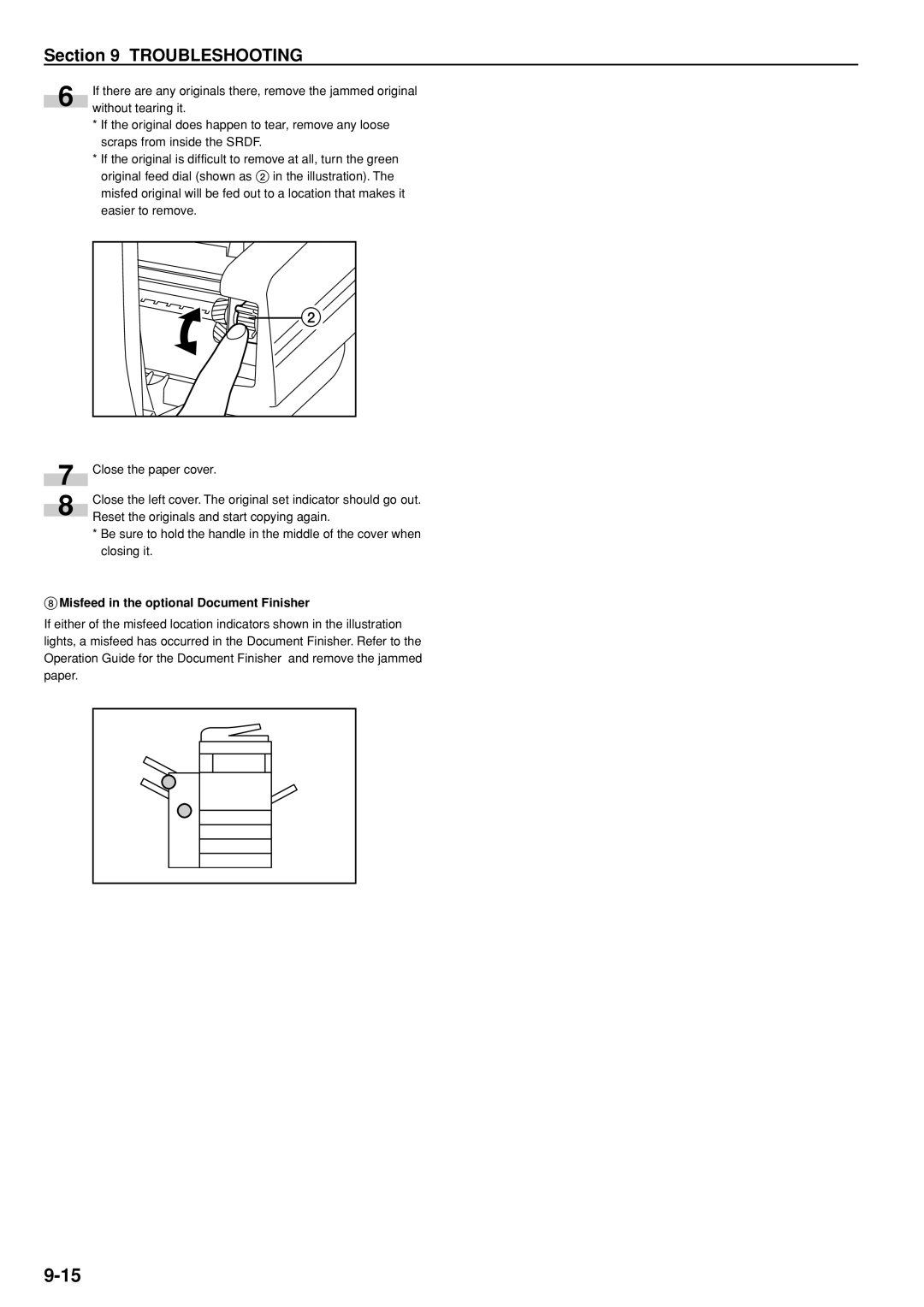 Kyocera KM-C830D manual Misfeed in the optional Document Finisher 