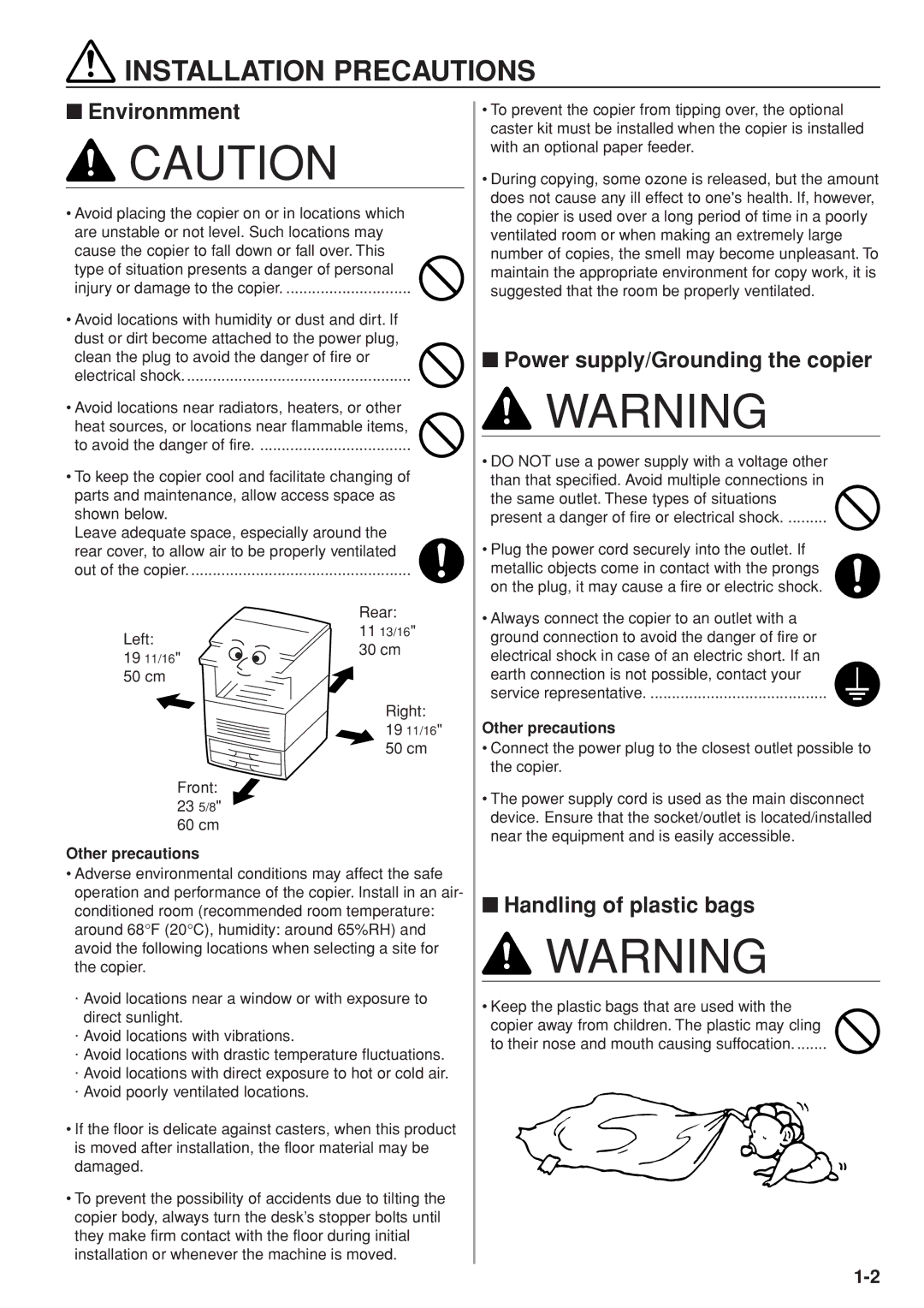 Kyocera KM-C830D manual Installation Precautions 