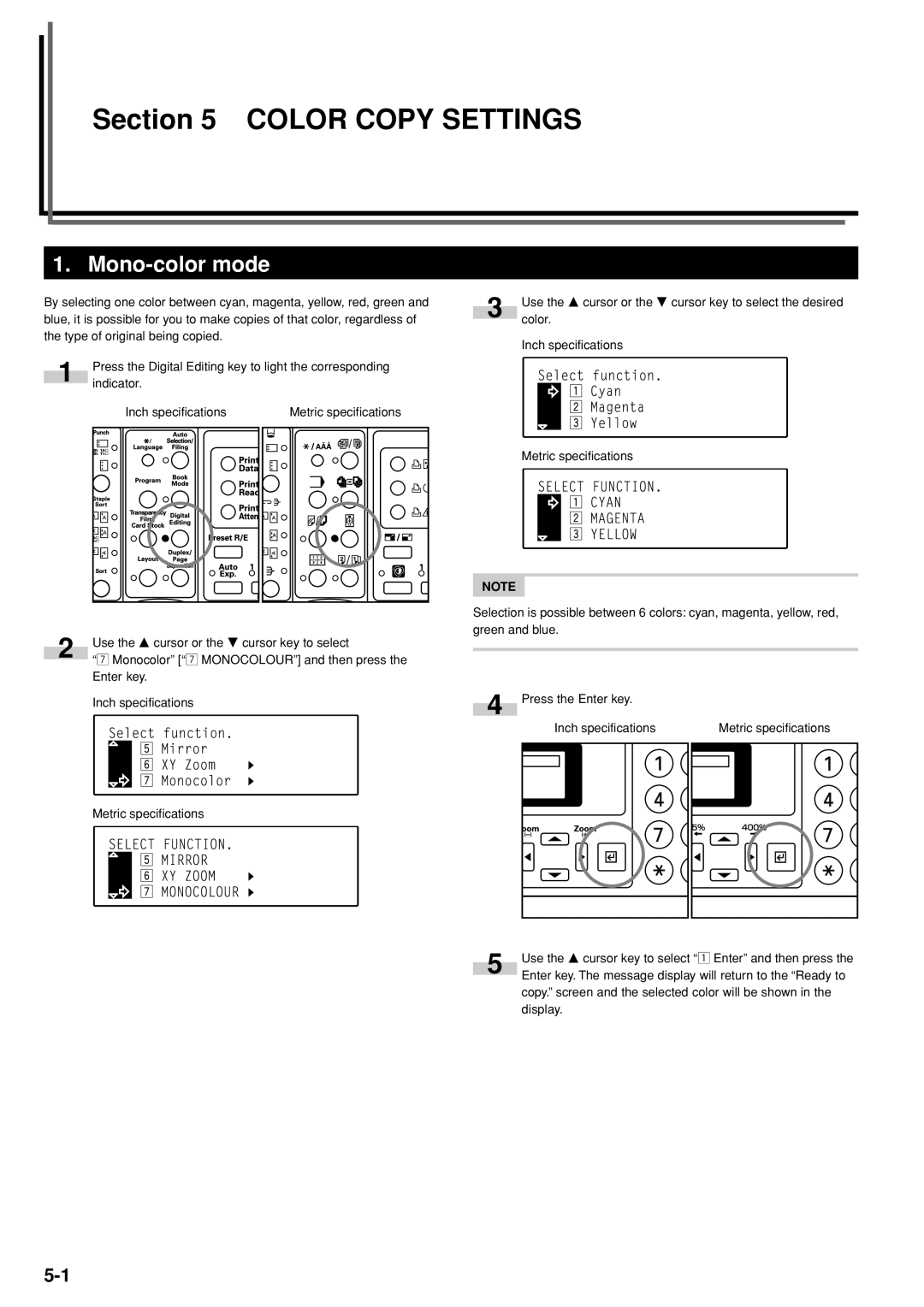 Kyocera KM-C830D manual Color Copy Settings, Mono-color mode 