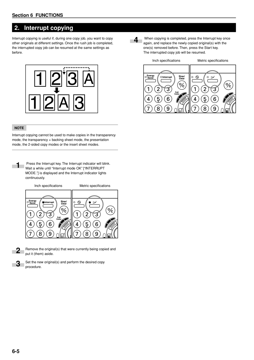 Kyocera KM-C830D manual Interrupt copying 