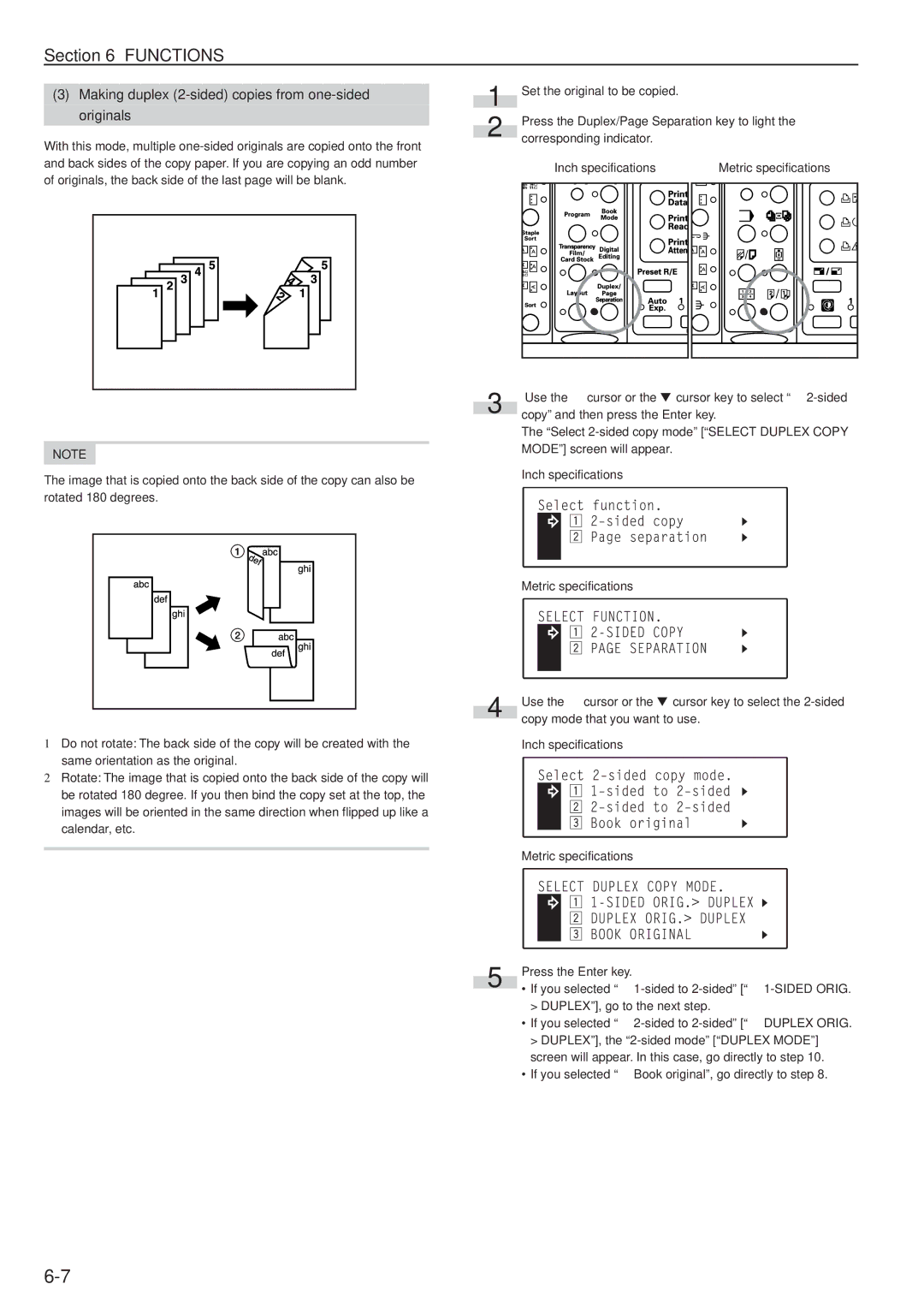 Kyocera KM-C830D manual Making duplex 2-sided copies from one-sided originals 