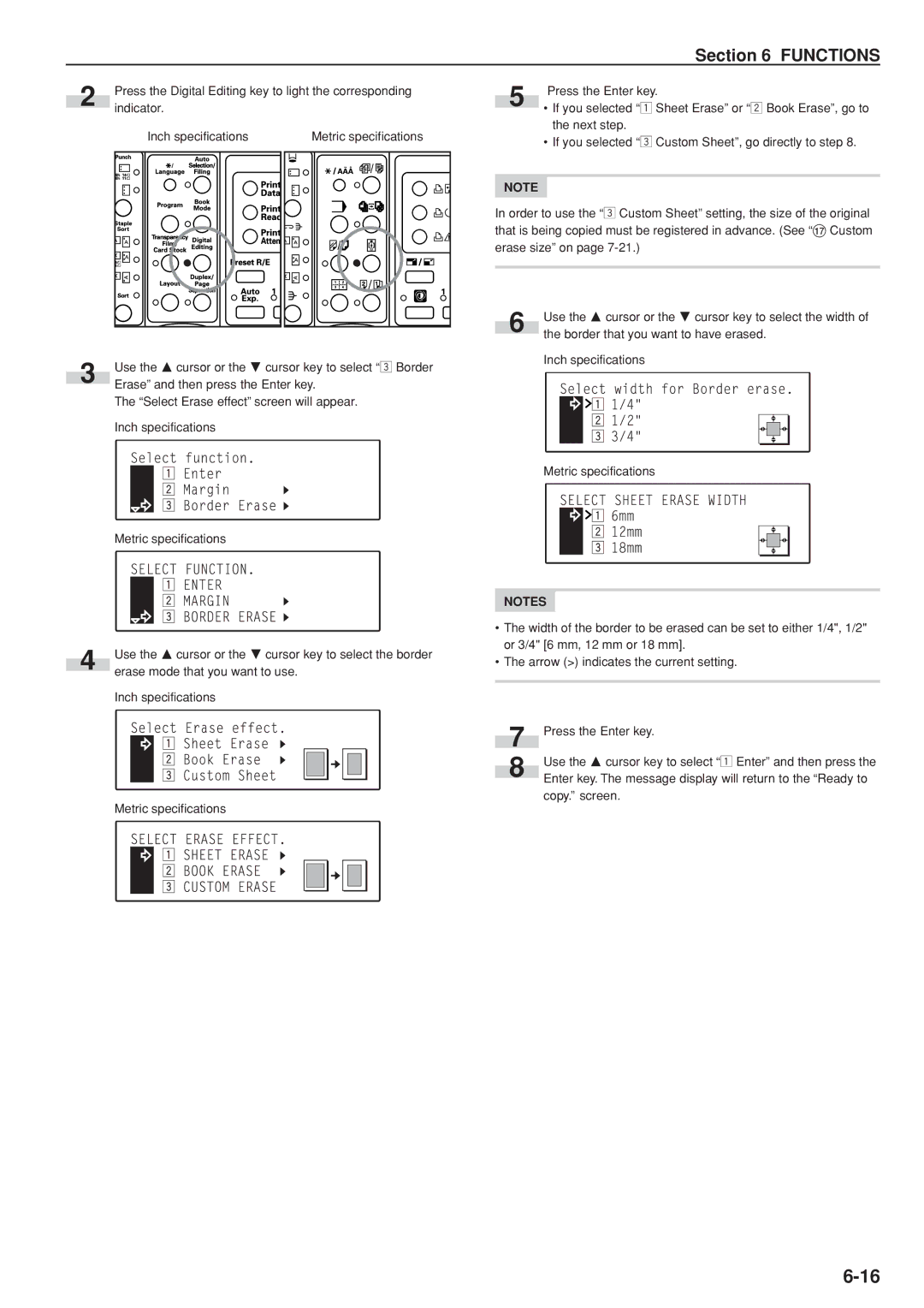 Kyocera KM-C830D manual Erase mode that you want to use 