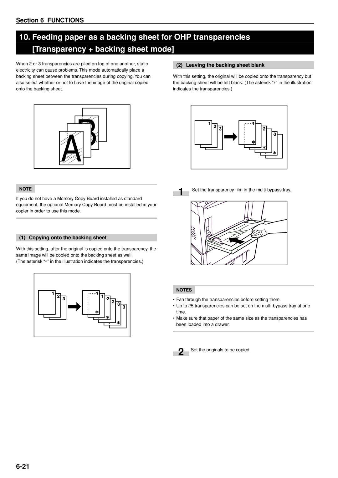 Kyocera KM-C830D manual Leaving the backing sheet blank, Copying onto the backing sheet 