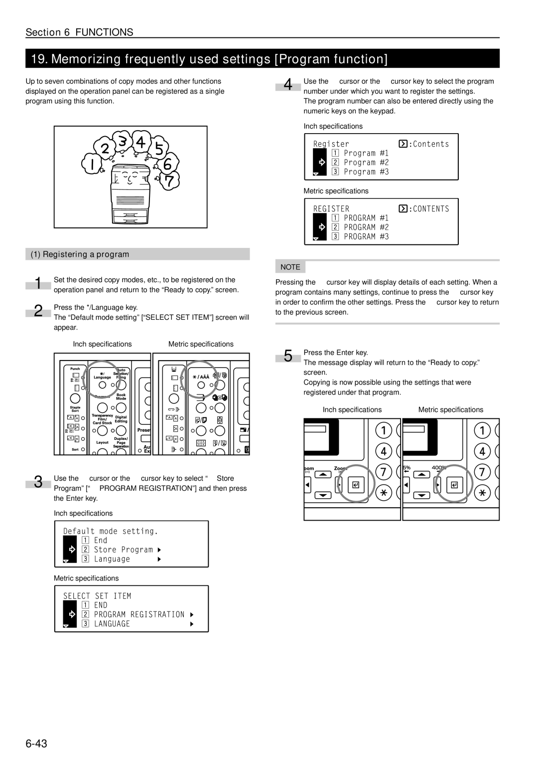 Kyocera KM-C830D manual Memorizing frequently used settings Program function, Registering a program 