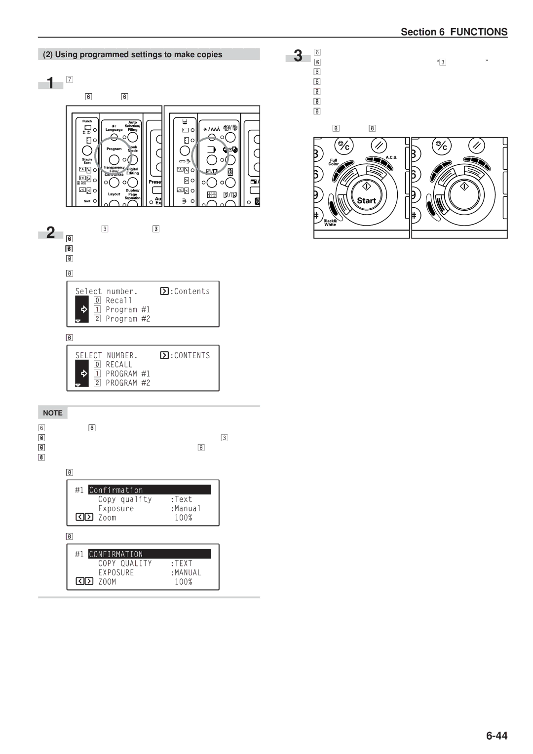 Kyocera KM-C830D manual Using programmed settings to make copies 