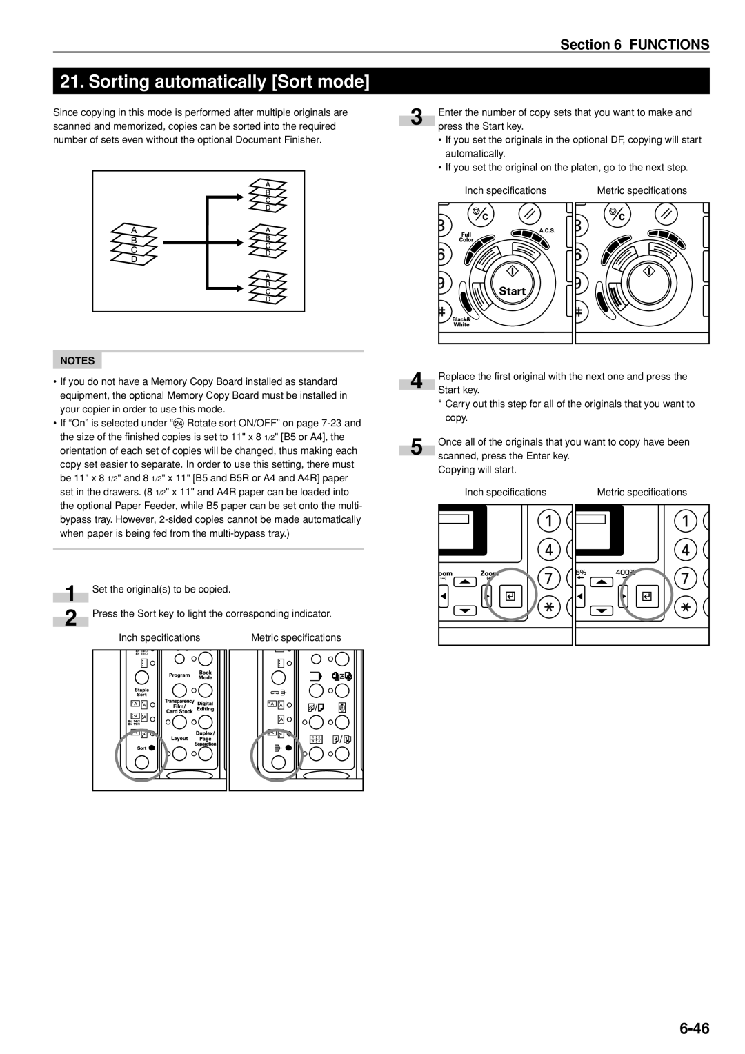 Kyocera KM-C830D manual Sorting automatically Sort mode 