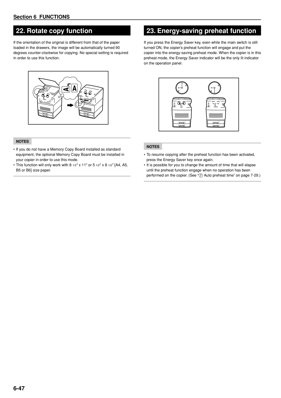 Kyocera KM-C830D manual Rotate copy function, Energy-saving preheat function 