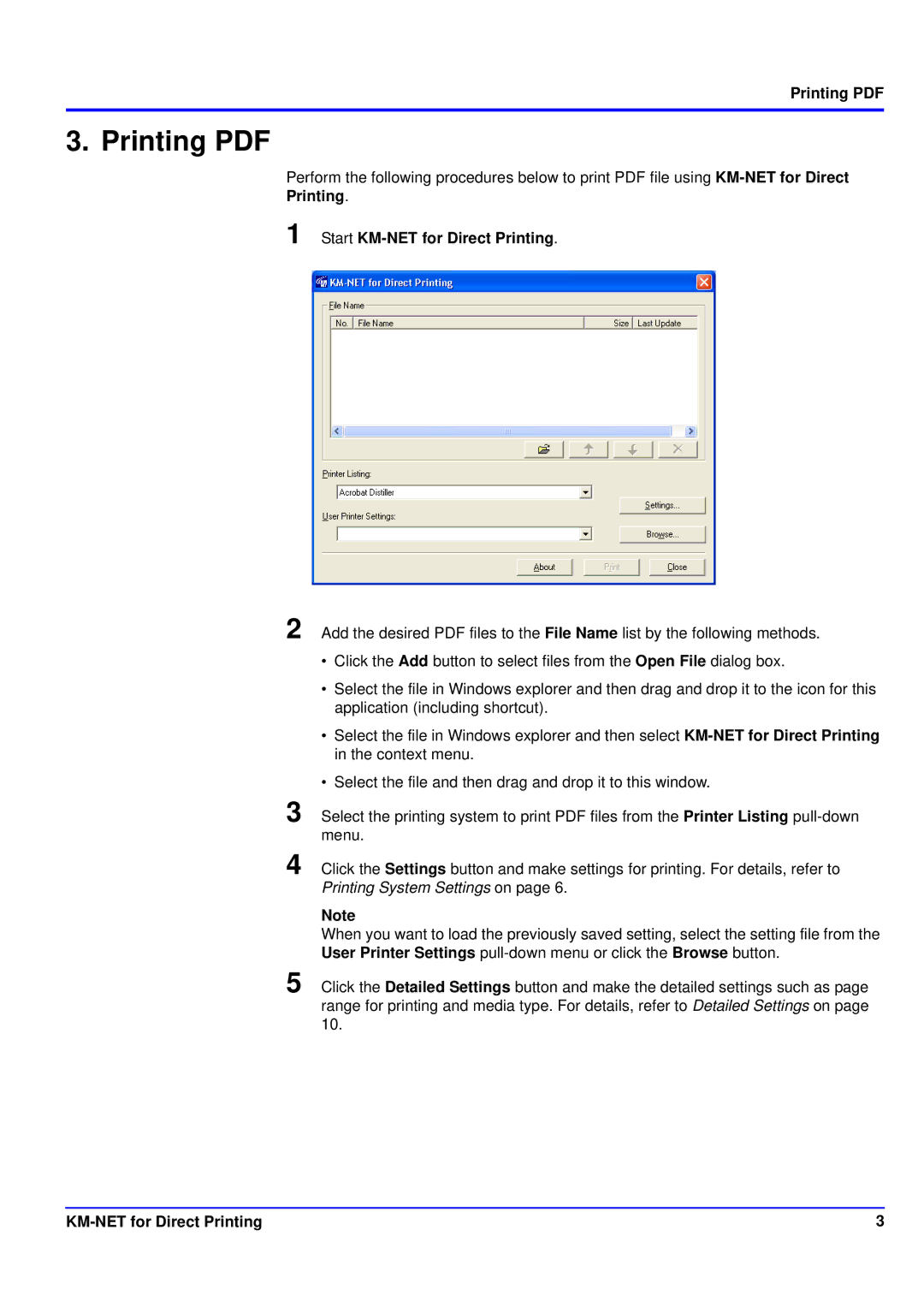 Kyocera manual Printing Start KM-NET for Direct Printing 