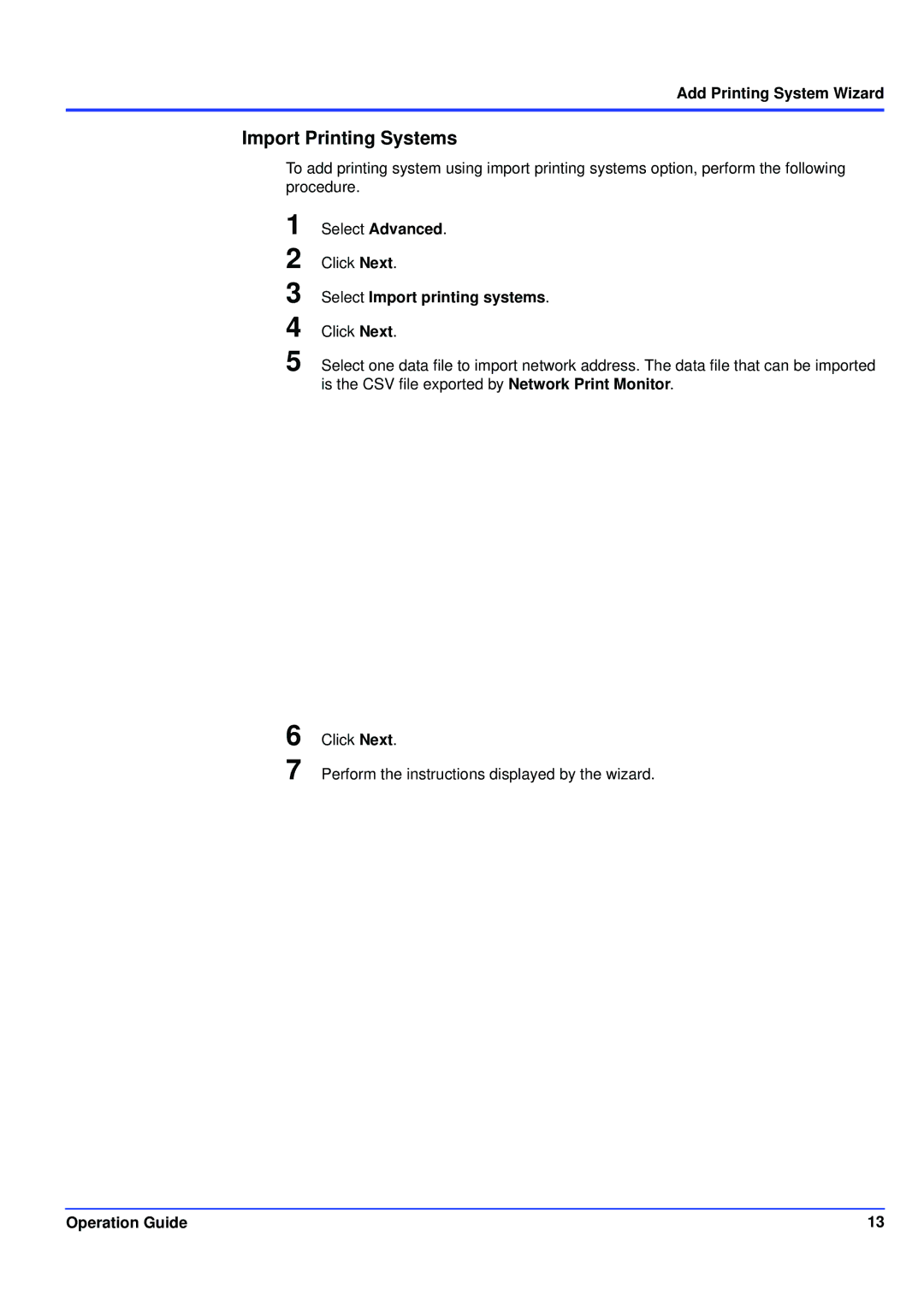 Kyocera KM-NET manual Import Printing Systems, Select Import printing systems 