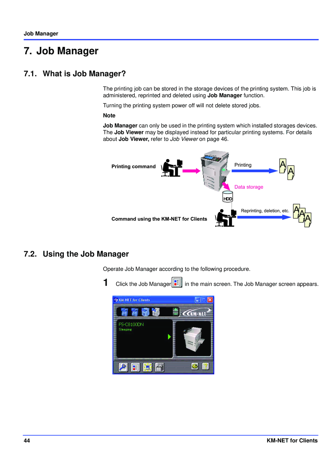 Kyocera KM-NET manual What is Job Manager?, Using the Job Manager 