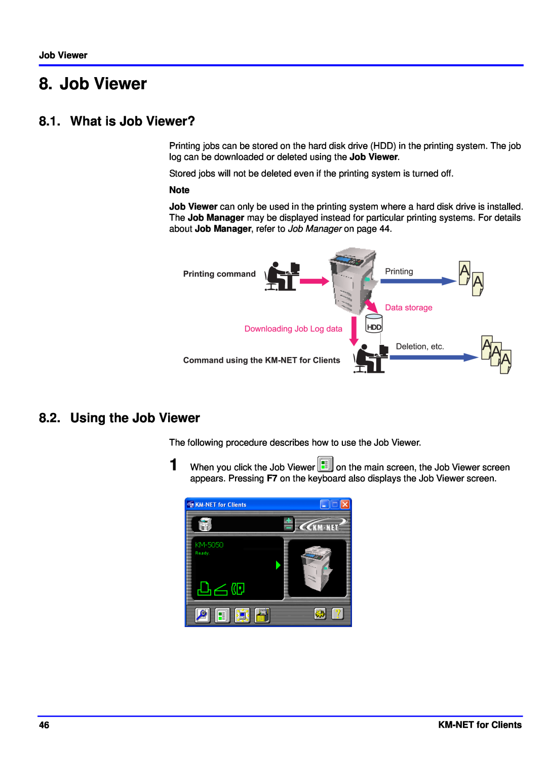 Kyocera KM-NET manual What is Job Viewer?, Using the Job Viewer 