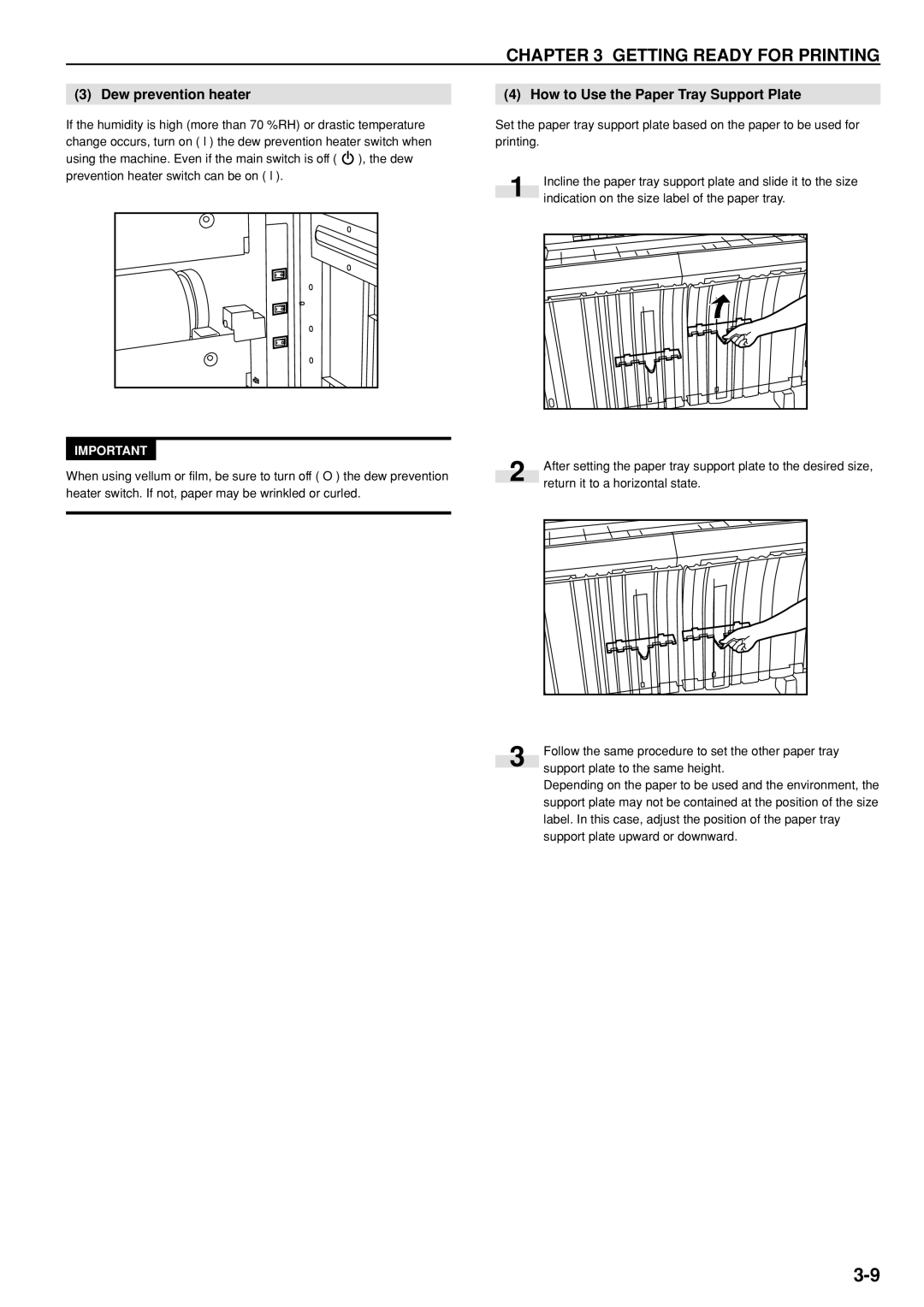 Kyocera KM-P4850w, KM-P4845w manual Dew prevention heater, How to Use the Paper Tray Support Plate 