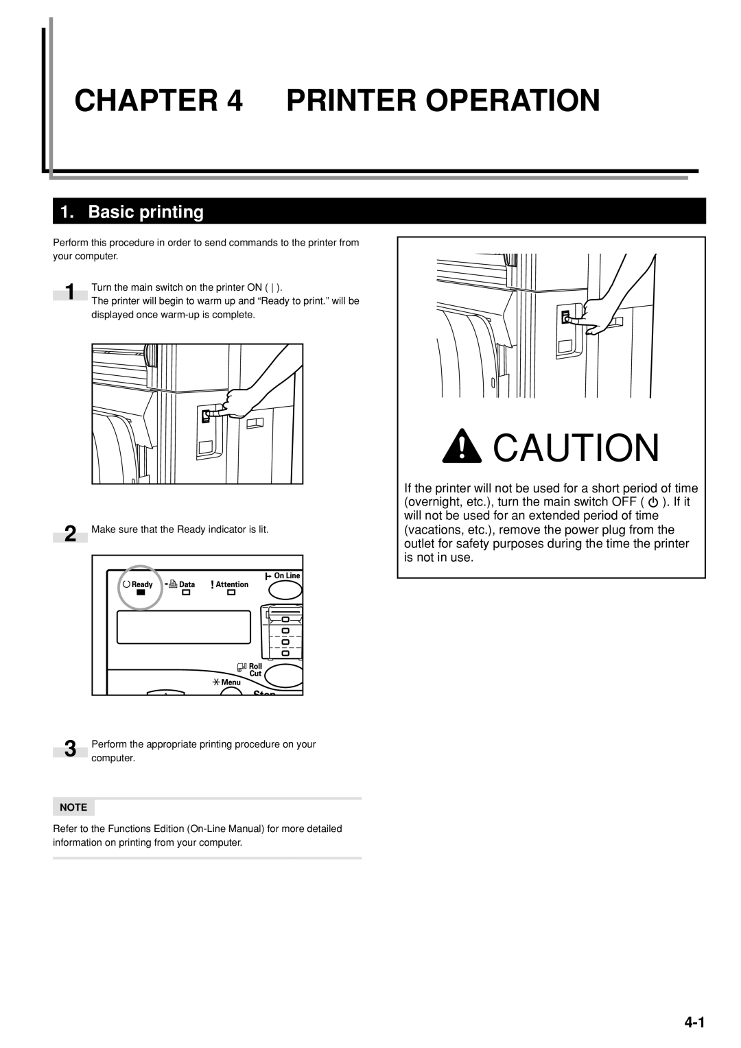 Kyocera KM-P4850w, KM-P4845w manual Printer Operation, Basic printing 