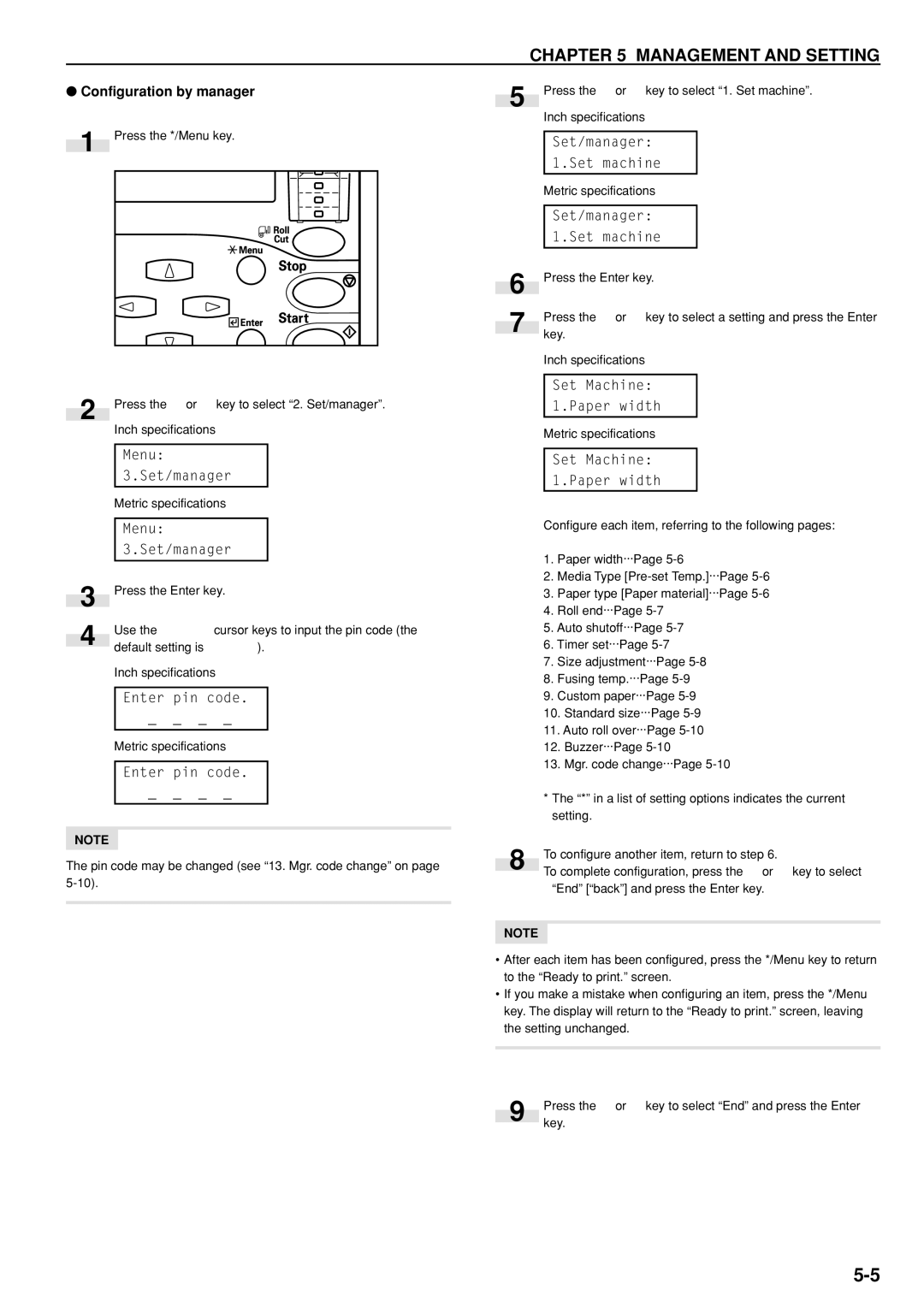 Kyocera KM-P4850w, KM-P4845w manual Configuration by manager 