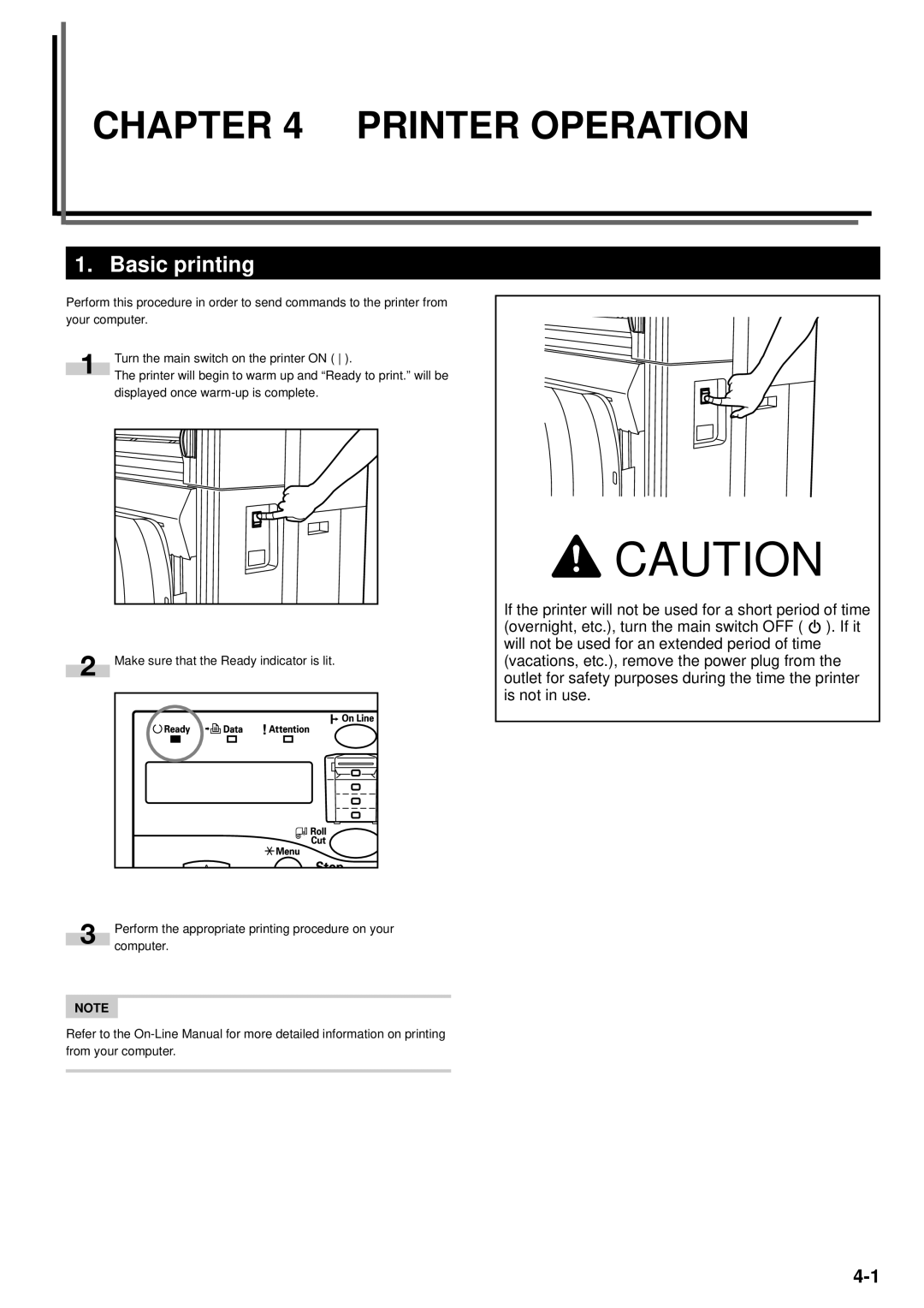 Kyocera KM-P4850w, KM-P4845w manual Printer Operation, Basic printing 