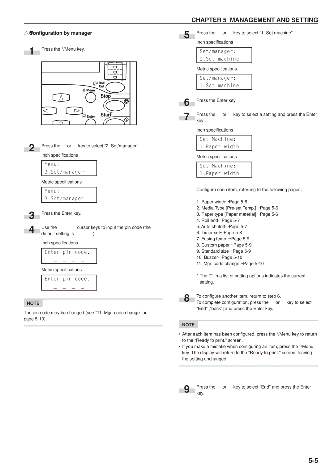 Kyocera KM-P4850w, KM-P4845w manual Configuration by manager 