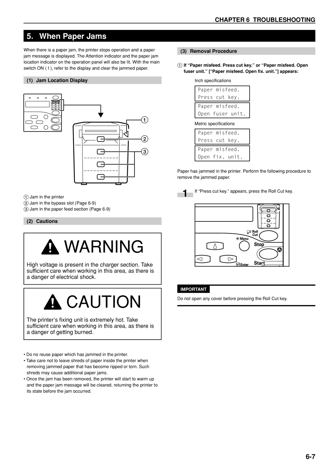 Kyocera KM-P4850w, KM-P4845w manual When Paper Jams, Jam Location Display, Removal Procedure 