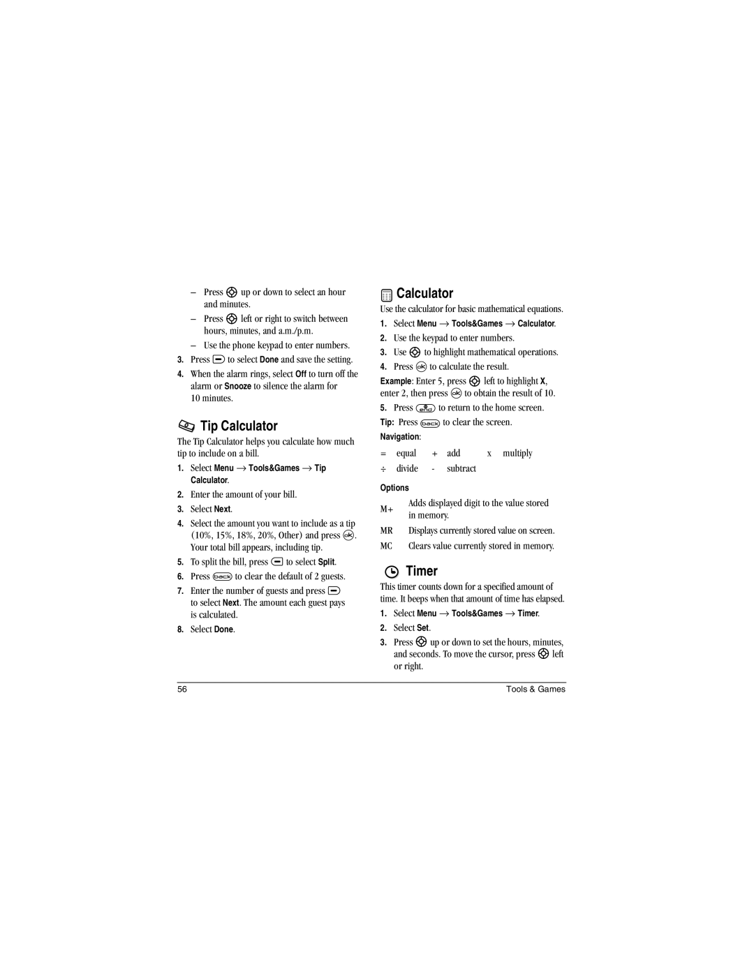 Kyocera Koi manual Tip Calculator, Timer 