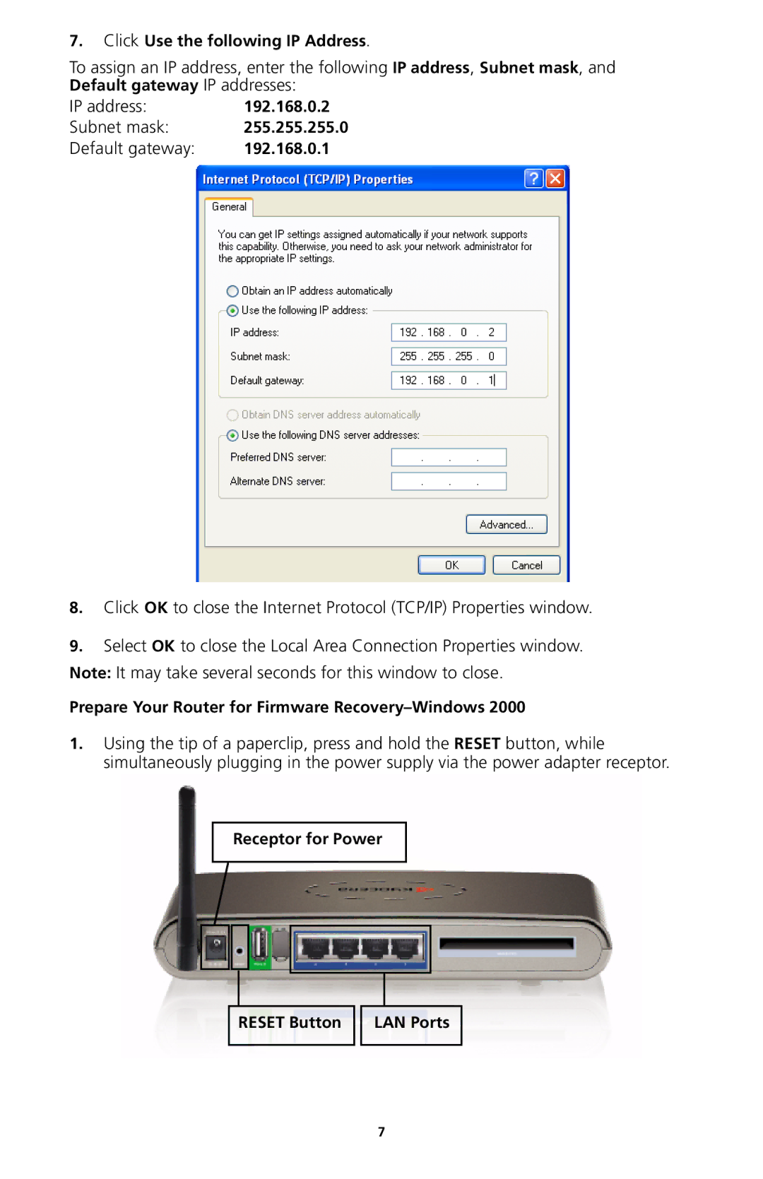 Kyocera KR1 manual Prepare Your Router for Firmware Recovery-Windows 