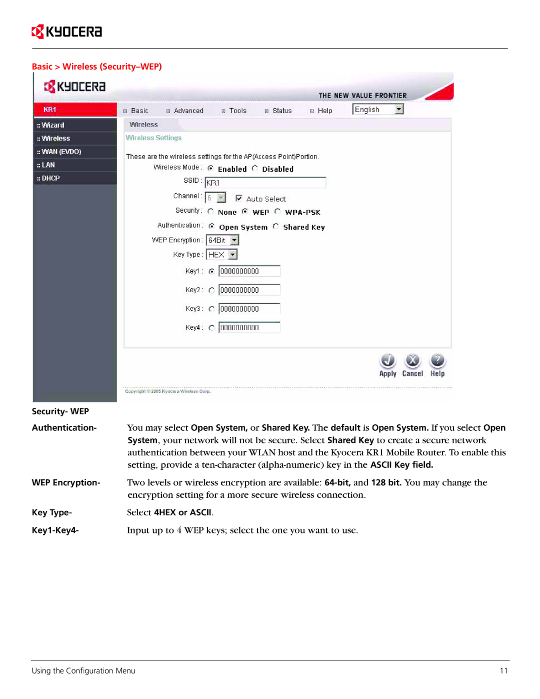 Kyocera KR1 manual Encryption setting for a more secure wireless connection 