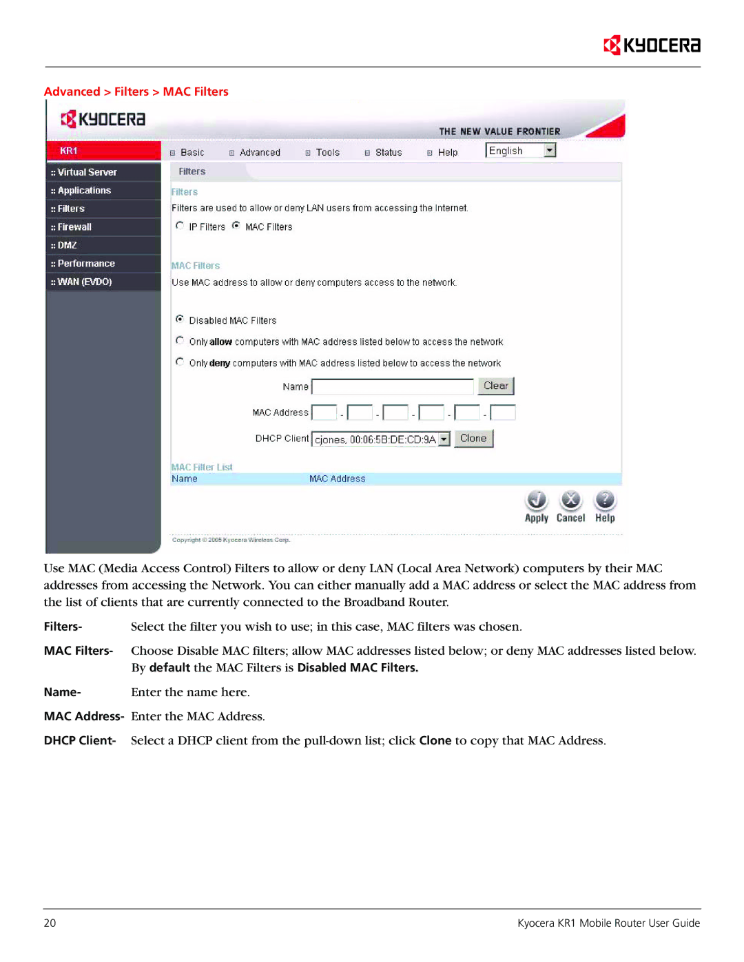 Kyocera KR1 manual Enter the name here 