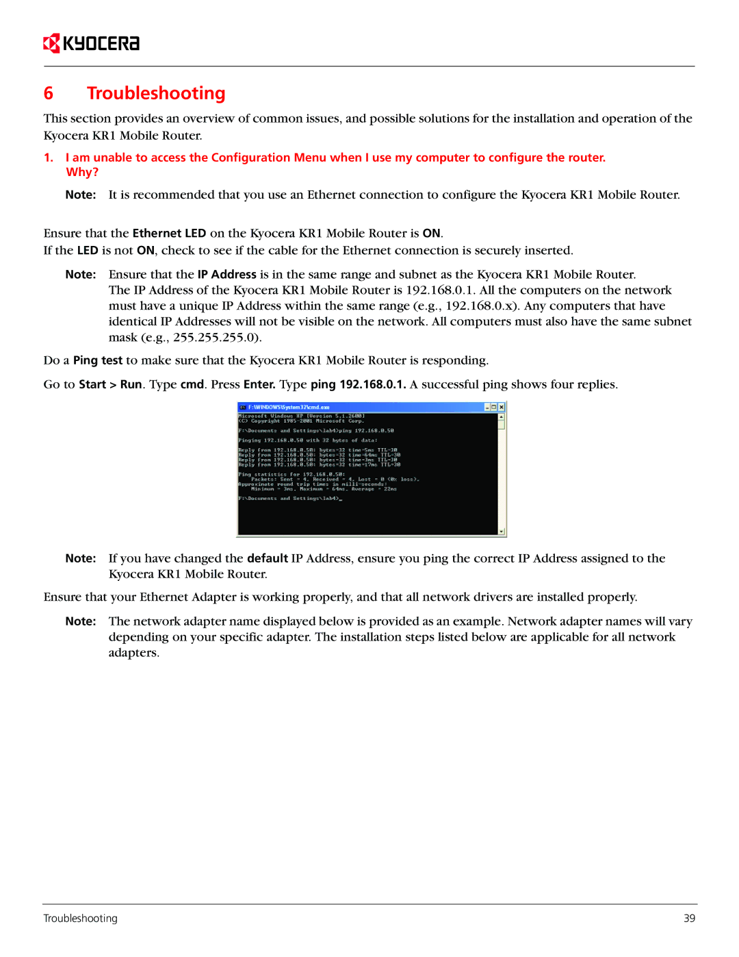 Kyocera KR1 manual Troubleshooting 