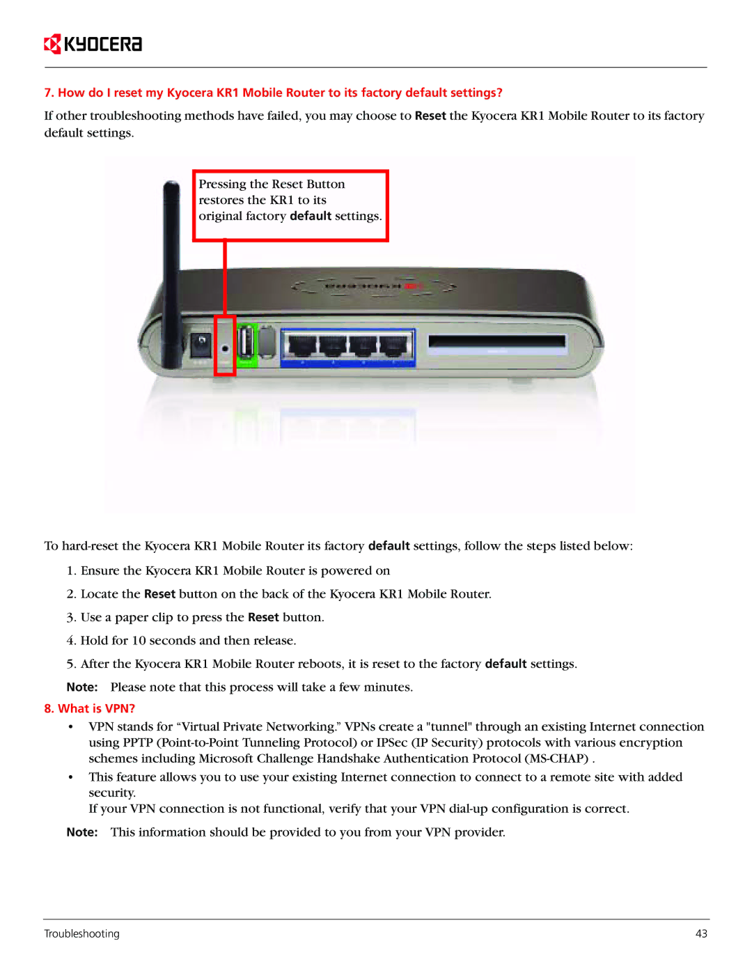 Kyocera KR1 manual What is VPN? 