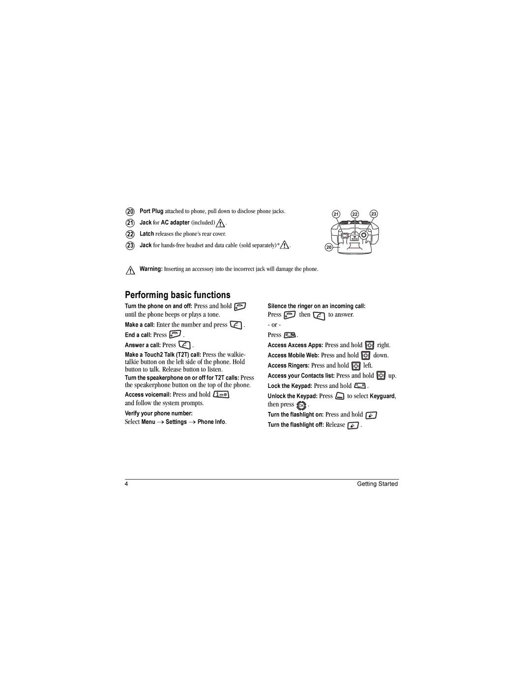 Kyocera KX12 Performing basic functions, Until the phone beeps or plays a tone, Follow the system prompts, Then press 