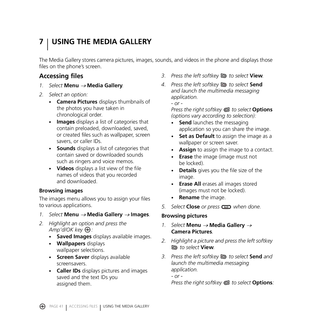 Kyocera KX18 manual Using the Media Gallery, Accessing files 