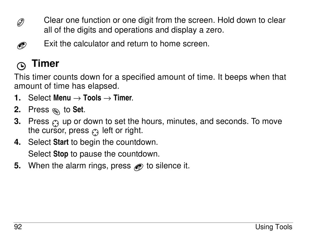 Kyocera KX414 manual Select Menu → Tools → Timer 