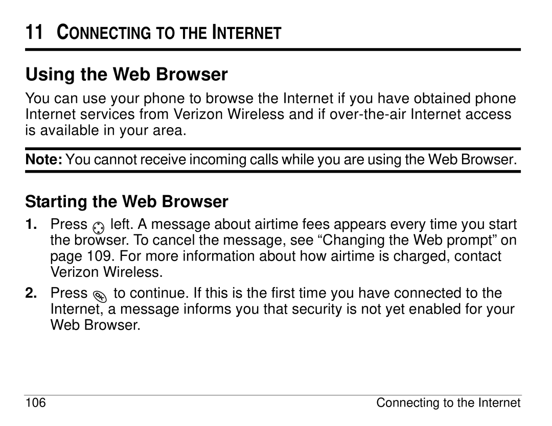 Kyocera KX414 manual Using the Web Browser, Starting the Web Browser 