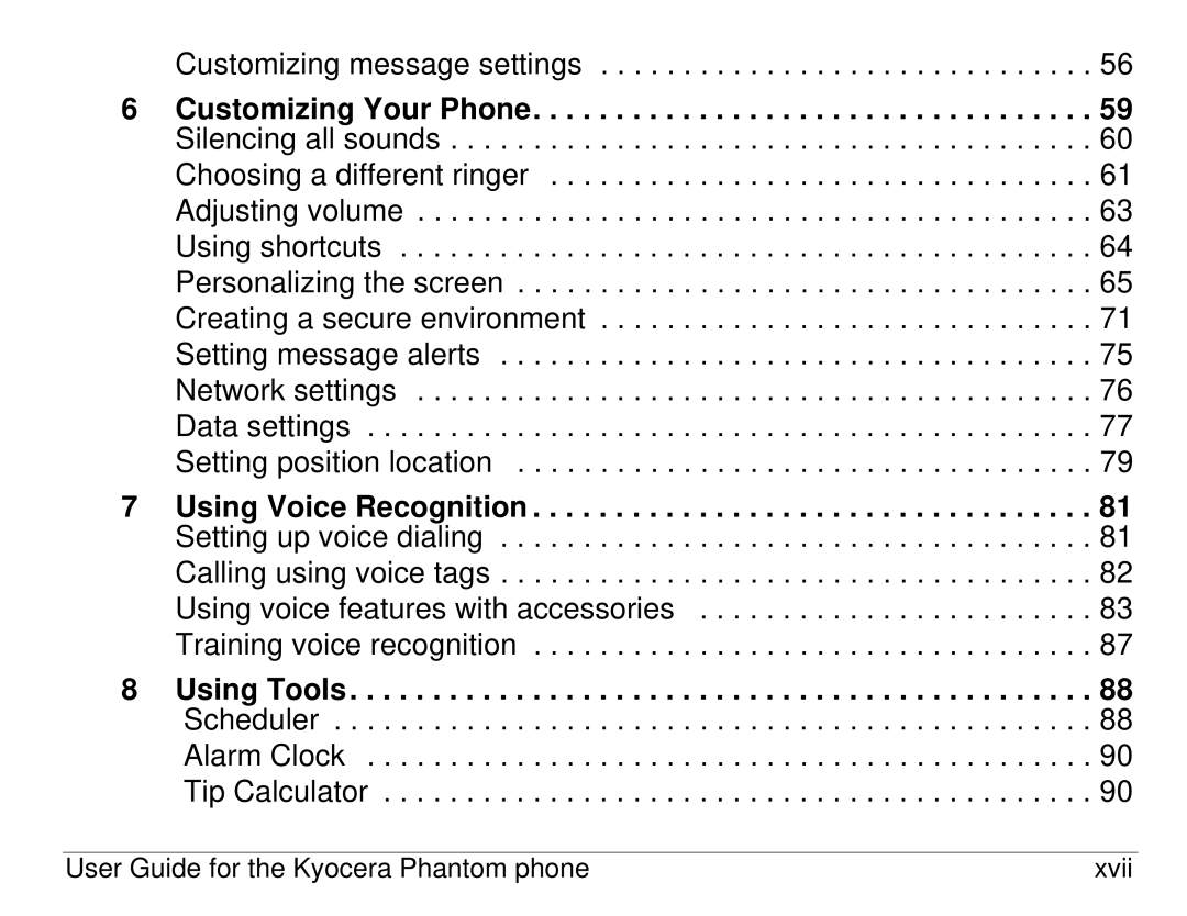 Kyocera KX414 manual Customizing message settings 