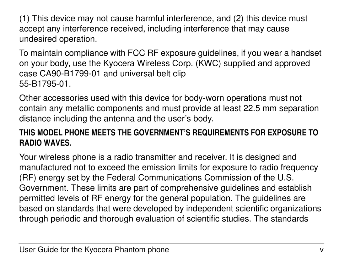 Kyocera KX414 manual User Guide for the Kyocera Phantom phone 