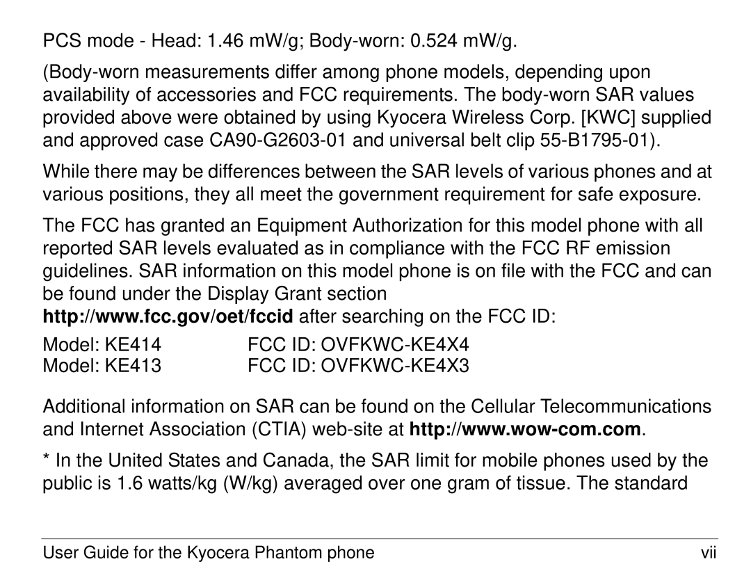 Kyocera KX414 manual Model KE414 