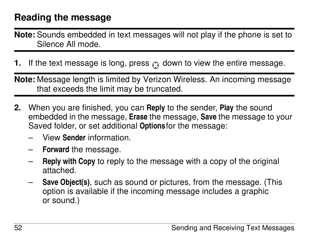 Kyocera KX414 manual Reading the message 