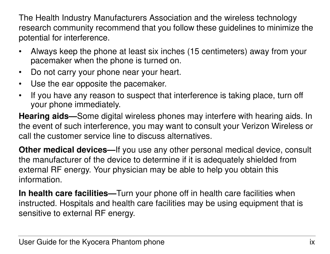 Kyocera KX414 manual User Guide for the Kyocera Phantom phone 