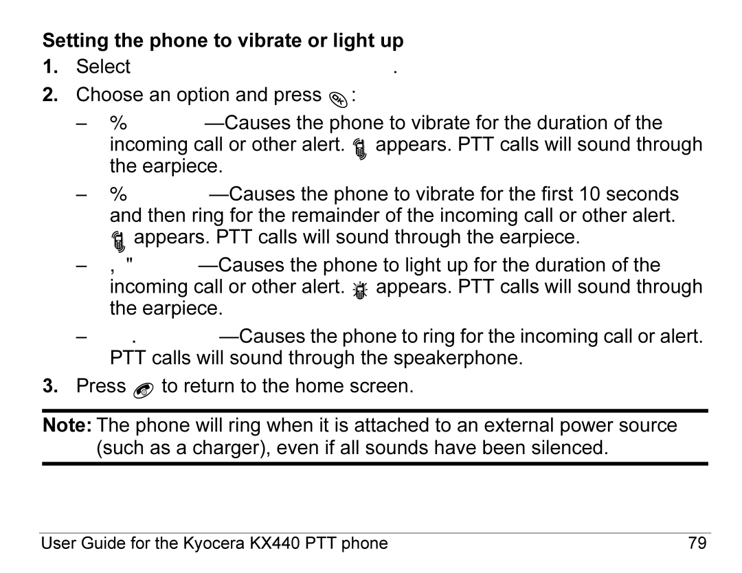 Kyocera KX440 Series manual User Guide for the Kyocera KX440 PTT phone 