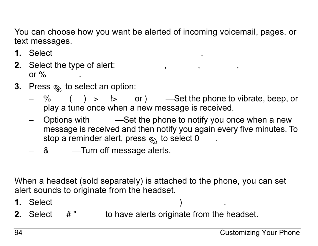 Kyocera KX440 Series manual Setting message alerts, Setting alerts for your headset 