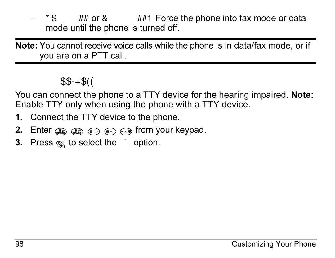 Kyocera KX440 Series manual Connecting to a TTY/TDD device 