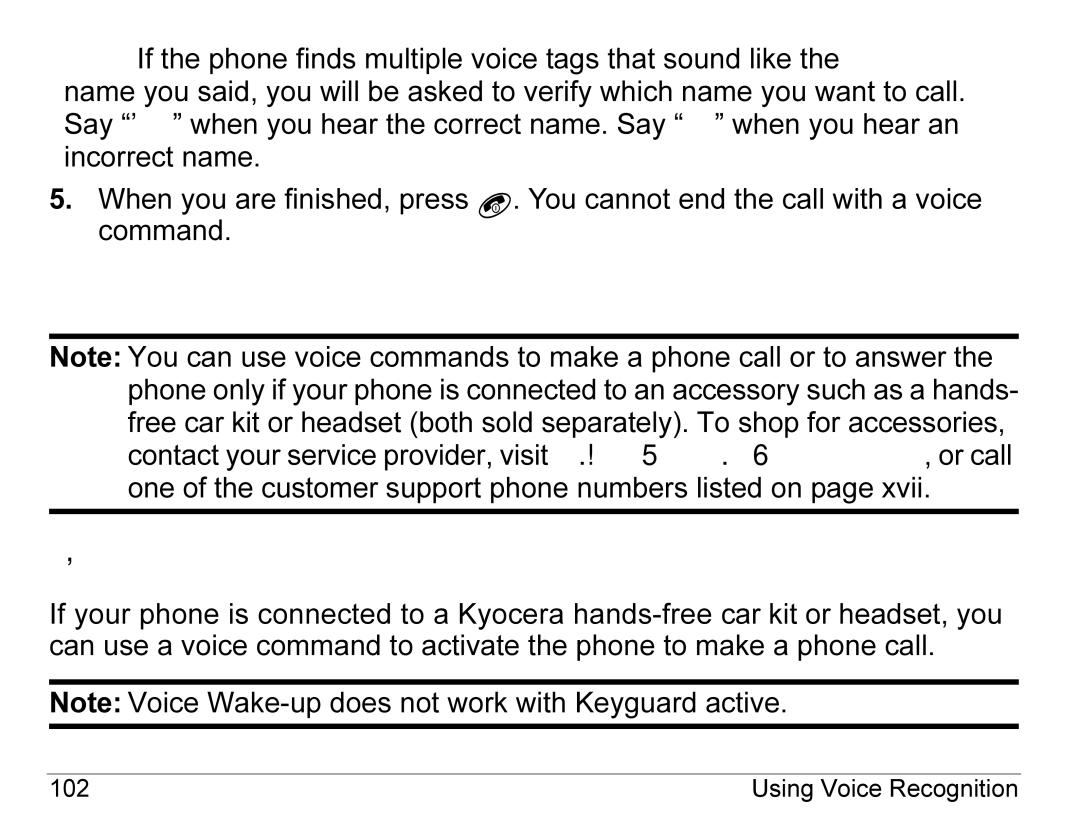 Kyocera KX440 Series manual Using voice features with accessories, Waking up the phone 