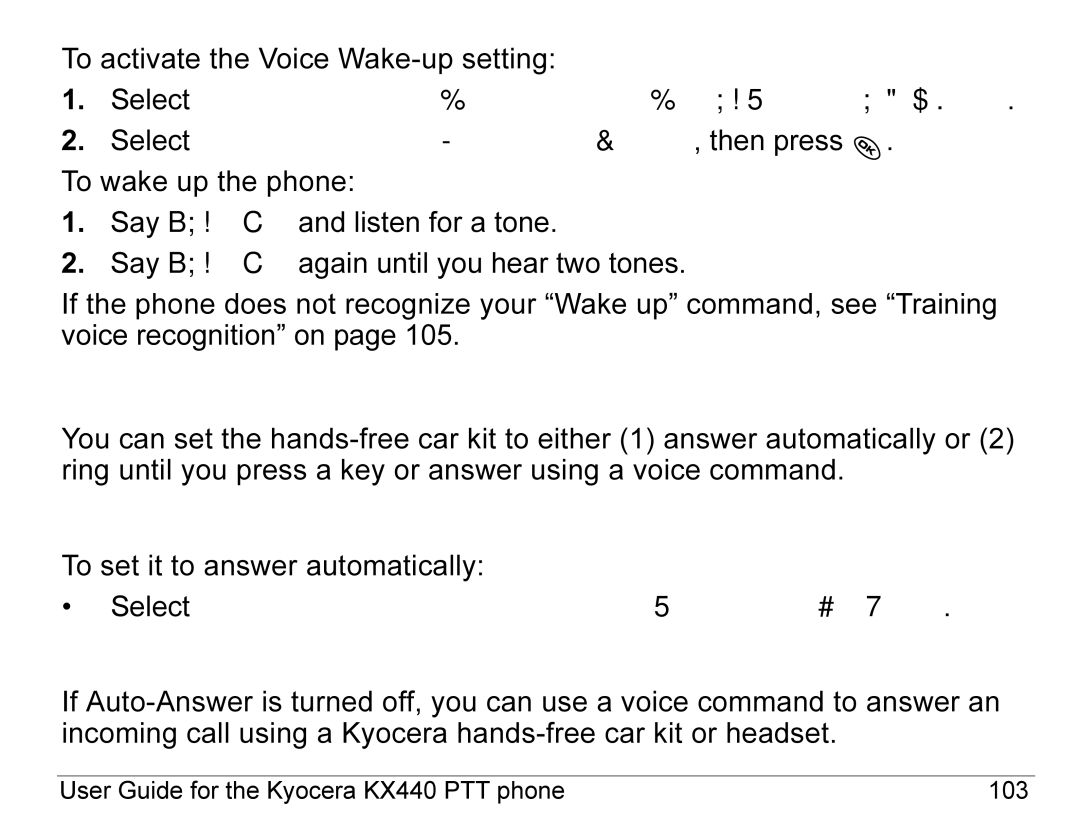 Kyocera KX440 Series manual Answering the phone, Answering automatically, Answering using voice commands 