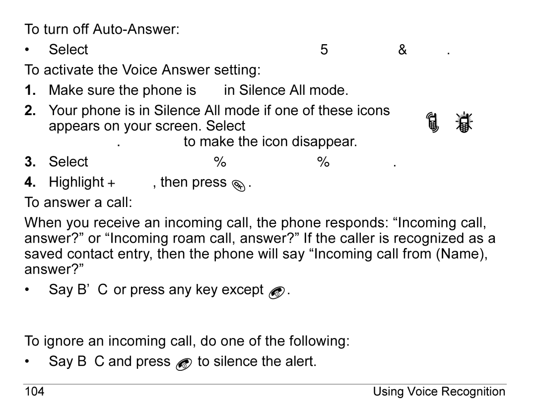 Kyocera KX440 Series manual Ignoring an incoming call 