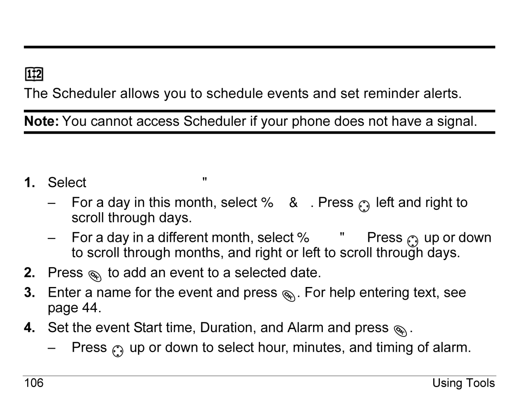 Kyocera KX440 Series manual Scheduler, Adding an event 