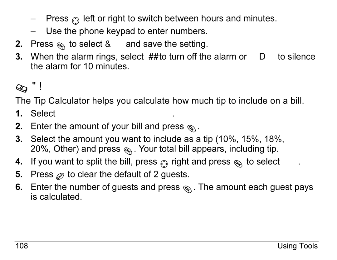 Kyocera KX440 Series manual Tip Calculator 