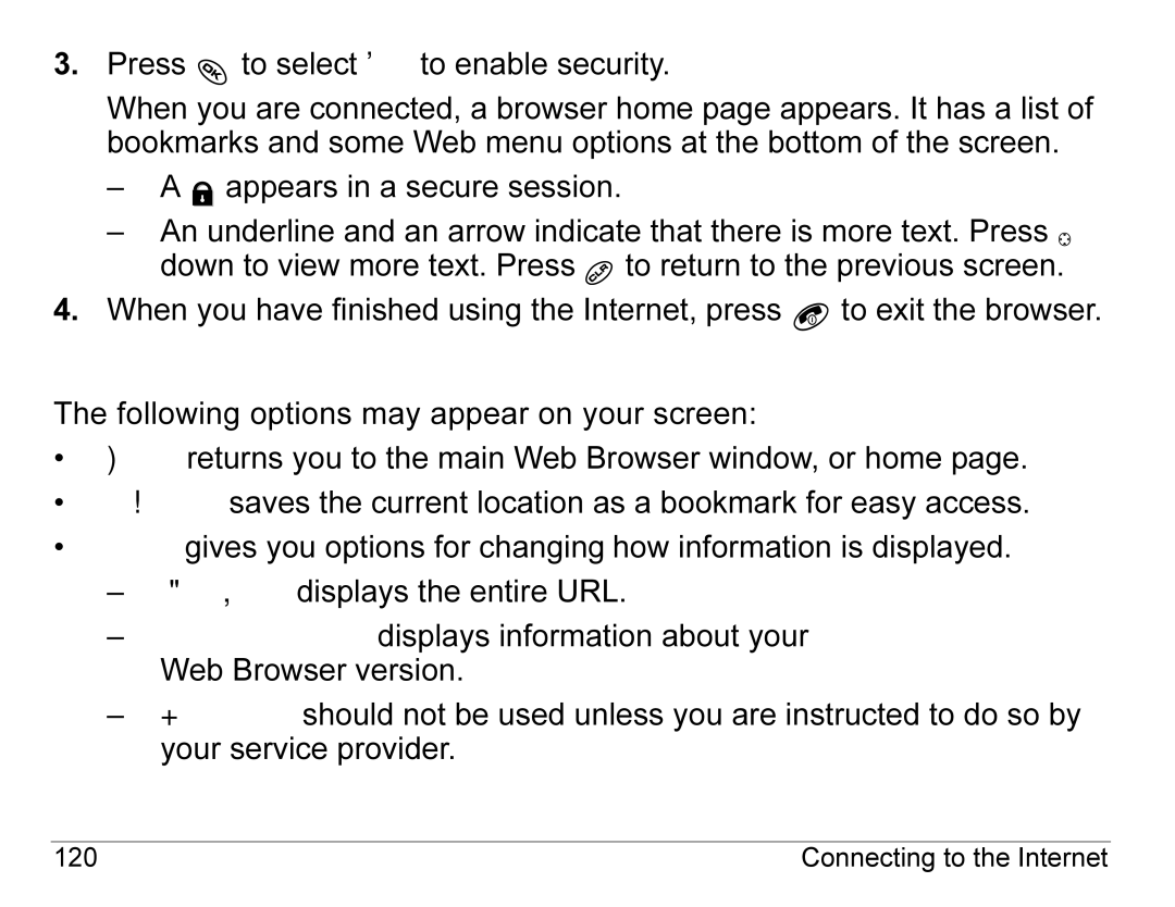 Kyocera KX440 Series manual Using the Web menu options 