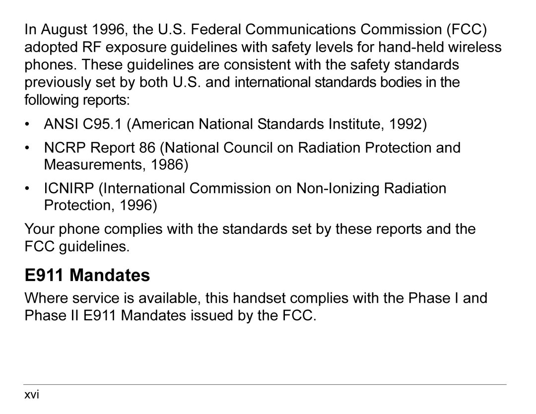 Kyocera KX440 Series manual E911 Mandates 