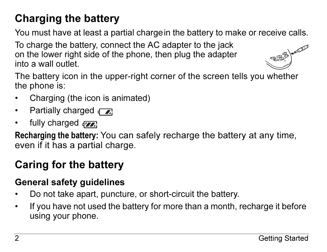 Kyocera KX440 Series manual Charging the battery, Caring for the battery, General safety guidelines 